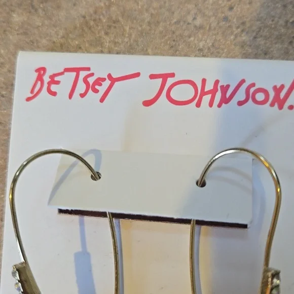 Betsey Johnson Glitter Heart Dangle Earrings - Picture 2 of 8